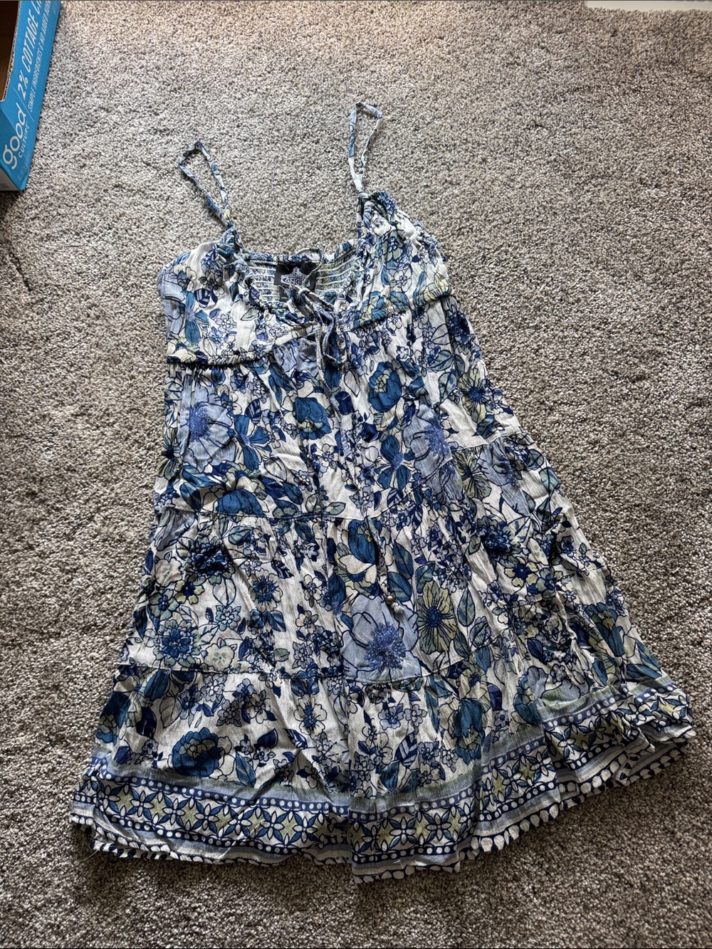 Angie Blue and Cream Floral Mini Dress